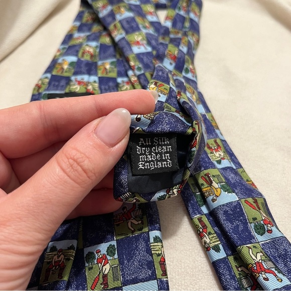 Vintage Liberty Of London Blue Cricket Mens Tie - Picture 4 of 4